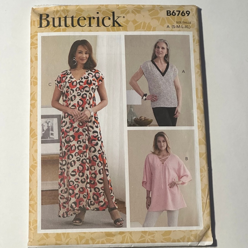 Butterick Sewing Pattern B6769 Misses Top Tunic Uncut Size A (S-M-L-XL)